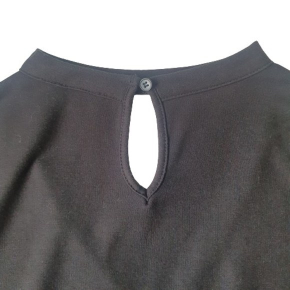 Size 10 Black Short Sleeve Choker Neck Short Dress - Picture 3 of 6